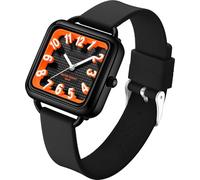 Women's Watch Square Simple Minimalist Watches Waterproof Sport Analogue Watch Trendy Casual Retro Ladies Watches 3D Scale Dial Silicone Strap Black Blue Green