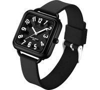Women's Watch Square Simple Minimalist Watches Waterproof Sport Analogue Watch Trendy Casual Retro Ladies Watches 3D Scale Dial Silicone Strap Black Blue Green