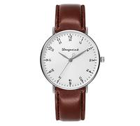 Womens Watches Men's Stainless Steel Quartz Watch with Leather Strap for Men Android (C, One Size)