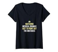 Women's Watching Medical Dramas Pointing Out Mistakes Surgeon V-Neck T-Shirt