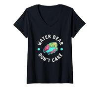 Womens Water Bear Don't Care Funny Tardigrade Microbiologist V-Neck T-Shirt