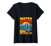Women's Water Runs Because I Do Water Plant Operator V-Neck T-Shirt