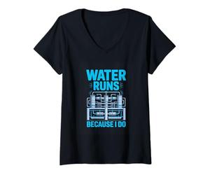 Women's Water Runs Because I Do Water Plant Operator V-Neck T-Shirt