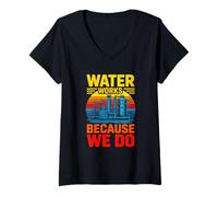 Women's Water Works Because We Do Water Plant Operator V-Neck T-Shirt