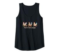 Womens Watercolor Folk-art Hen,Chicken Lady,Fluent in Fowl Language Tank Top