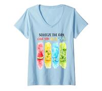 Women's Watercolor Summer Drinks One Sip At A Time V-Neck T-Shirt