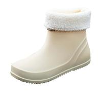 womens waterproof ankle boots Thermal Welliess Womens Women's Spring Summer Autumn And Winter Short Sleeved Cotton Removable And Washable Outdoor Fashion Work Fishing gardening boots women Beige