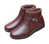 womens waterproof boots Ladies Boots Women'S Fall Winter Padded Warm Short Women'S Short Heel Padded Waterproof Pull On Booties Wide Fit Wedge Shoe Casual Anti-Slip Pointed zipper snow Wine 4