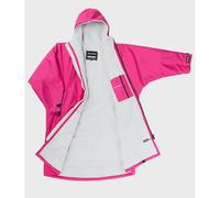 Dryrobe Advance - The Original Long Sleeve Waterproof Changing Robe - Oversized Coat with Fleece Lining - for Beach, Cold Water Wild Swimming, Surfing - Extra Small - Pink/Light Grey