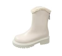 Womens Waterproof Fur Lined Mid Calf Snow Boots - Warm Thermal Winter Booties with Non Slip Sole, Easy Slip on Design and Chunky Block Heel, Ideal for Icy Streets and Frosty Mornings