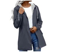 Womens Waterproof Jacket Lightweight Windbreaker Durable Hooded Rain Coats Plus Size Multi Pockts Zipper Windproof Weather Protection Safety Jackets for Camping Hiking Walking Workout