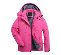 Women's Waterproof Jacket Long Sleeve Rain Jacket Zipper Windproof Coats Ladies Winter Warm Fleece Hood Raincoat Outdoor Climbing Hiking Windbreaker Coats Casual Loose Pocket Coat Sunscreen Sportswear