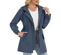 Womens Waterproof Jacket Uk Casual Detachable Hooded Long Sleeve Windbreaker Outdoor Breathable Sports Hiking Walking Jackets with Pockets light waterproof jacket women fashionable Navy XL