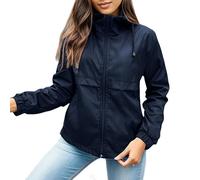 Womens Waterproof Jacket Women Solid Rain Casual Outdoor Windproof Coat with Zippers Softshell Winter Warm For Spring Summer, Cycling, Running