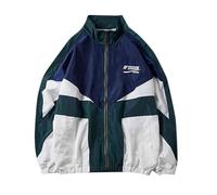 Womens Waterproof Jackets Casual Sportswear Windbreaker Oversized Jacket With Patchwork Colors Lightweight Raincoat Rain Jacket Packaway Rain Coats Retro Streetwear