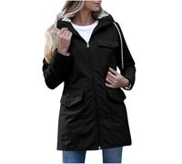 Womens Waterproof Jackets Lightweight All-Season Rain Coats, Ladies Hooded Lightweight Windbreaker with Striped Lining Poncho Windproof Outwear for Outdoor & Travel Uk Szie 6-22
