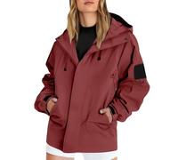 Womens Waterproof Jackets Lightweight Outdoor Rain Jacket With Hood Ladies Functional Raincoat Windbreaker Softshell Jacket Plus Size Breathable Outdoor Trench Coats,XL,Xa-Wine