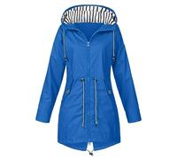 Womens Waterproof Jackets Lightweight Winter Hooded Raincoat Long Sleeve Trench Coats Hiking Walking Windbreaker Outdoor Windproof Loose Coat Plus Size for Dog Travel