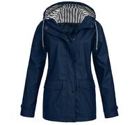 Womens Waterproof Jackets Women Solid Rain Jacket Long Sleeve Trench Coats Hiking Walking Windbreaker Vintage Warm Plus Size Coat for Dog Travel