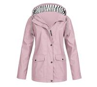 Womens Waterproof Jackets, Women's Lightweight Rain Jackets Plus Size Hooded Breathable Running Raincoats Active Trench Windbreaker with Hood 18th Birthday Gifts for Girls,Pink,4XL,U141K