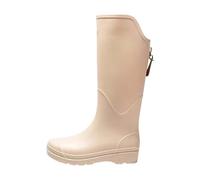Women's Waterproof Knee High Wellington Boots with Zip Back, Slip-Resistant Sole and Soft Lining, Tall Wedge Heel Rain Boots for Heavy Rain, Gardening, Farming, Stable Yard or Countryside Walking