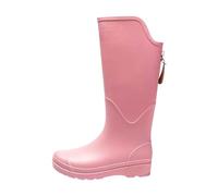 Women's Waterproof Knee High Wellington Boots with Zip Back, Slip-Resistant Sole and Soft Lining, Tall Wedge Heel Rain Boots for Heavy Rain, Gardening, Farming, Stable Yard or Countryside Walking