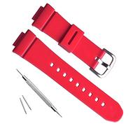 Women's Waterproof Natural Resin Replacement Watch Band for Casio BA-110 BA-111 BA-112 BGA-110 Baby-G Analog-Digital BGA-130 (Dark Red)