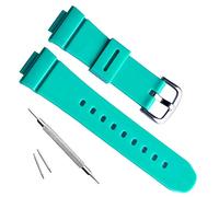 Women's Waterproof Natural Resin Replacement Watch Band for Casio BA-110 BA-111 BA-112 BGA-110 Baby-G Analog-Digital BGA-130 (Cyan)