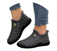 Women's Waterproof Orthopedic Warm Boots, Boojoy Winter Snow Boots,Arch Suppport Trekking Boot， Fur Lining Non-Slip Outdoor Warm Ankle Shoes， Anti-Slip Fur Lined Slip On Shoes for Women Men Grey