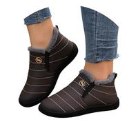 Women's Waterproof Orthopedic Warm Boots, Boojoy Winter Snow Boots,Arch Suppport Trekking Boot， Fur Lining Non-Slip Outdoor Warm Ankle Shoes， Anti-Slip Fur Lined Slip On Shoes for Women Men Brown