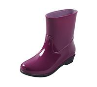 Womens Waterproof Slip On Boots,Mid Calf Rain Boots For Women Breathable Lining Wellies Lightweight Garden Booties With Non-Slip Sole Comfortable Rain Shoes For Backyard Garden Planting Farming