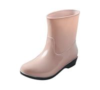 Womens Waterproof Slip On Boots,Mid Calf Rain Boots For Women Breathable Lining Wellies Lightweight Garden Booties With Non-Slip Sole Comfortable Rain Shoes For Backyard Garden Planting Farming