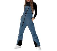 Womens Waterproof Snow Bib Trousers,Strap Ski Salopettes with Zipper Pockets, Thermal Lined Windproof Snowboard Pants for Winter Outdoor Activities, Insulated Overalls for Skiing and Snowboarding