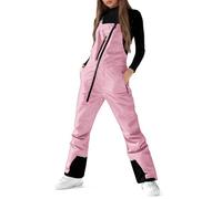 Womens Waterproof Snow Bib Trousers,Strap Ski Salopettes with Zipper Pockets, Thermal Lined Windproof Snowboard Pants for Winter Outdoor Activities, Insulated Overalls for Skiing and Snowboarding