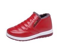 Womens Waterproof Snow Boots British Style Boots Women Stylish Lightweight Water Resistant Boot Men's High Performance Warm Boot All Weather Comfortable and Big Size (Red, 5.5)
