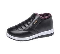 Womens Waterproof Snow Boots British Style Boots Women Stylish Lightweight Water Resistant Boot Men's High Performance Warm Boot All Weather Comfortable and Big Size (Black, 6)
