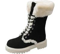 Womens Waterproof Snow Boots Trekking Boots Womens Comfort Casual Water Resistant Boot Hiking Boot Warm Shoes Outdoor Ski Thickening Lace Tall(Black,5.5)