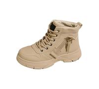 Womens Waterproof Snow Boots Walking Boots Side Zipper Booties for Women Ankle Booties Short Single Shoes for Ladies Casual Shoes Women Boot 36 (Khaki, 4)