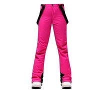 Women's Waterproof Thermal Ski Trousers Black Pink Windproof Waterproof Winter Snowboard Softshell Trousers Ski Trousers Dungarees Waterproof Snow Trousers Ski Trousers Overalls, hot pink, L