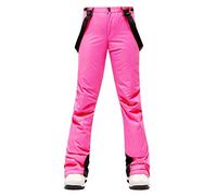 Women's Waterproof Thermal Ski Trousers Black Pink Windproof Waterproof Winter Snowboard Softshell Trousers Ski Trousers Dungarees Waterproof Snow Trousers Ski Trousers Overalls, pink, S