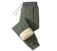 Women's Waterproof Trousers Winter Fleece Lined Thermal Overtrousers Plus Size Sherpa Lined Sweatpants Tracksuit Bottoms Wool Thickened Texture Cotton Lounge Pants with Pockets,Za-Green2,L