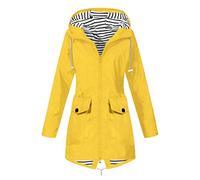 Women's Waterproof Windbreaker Jacket, Women's Mid Season Chic, Trench Polyester Quick Drying Coat Outdoor Anti Rain Coats Casual Versatile Tracksuit Zippered S-5XL, Yellow, L