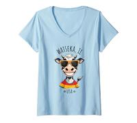 Womens Watseka Illinois USA Funny Cow Cartoon Design V-Neck T-Shirt