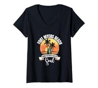 Womens Waves - Fort Myers Beach V-Neck T-Shirt