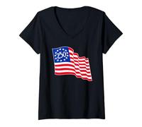 Women's Waving 250 Betsy Ross Flag V-Neck T-Shirt