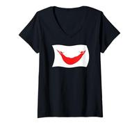 Women's Wavy Flag of Rapa NUI Rapanui Easter Island Smile V-Neck T-Shirt