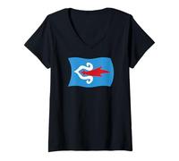 Women's Wavy Flag of the Ainu People V-Neck T-Shirt