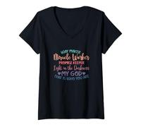 Women's Way Maker Miracle Worker Promise Keeper God Faith Jesus V-Neck T-Shirt