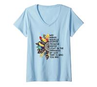 Women's Way Maker Miracle Worker Promise Keeper Sunflower V-Neck T-Shirt