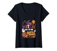 Women's Way to The Pizza Halloween Witch Costume Food Lover Women V-Neck T-Shirt